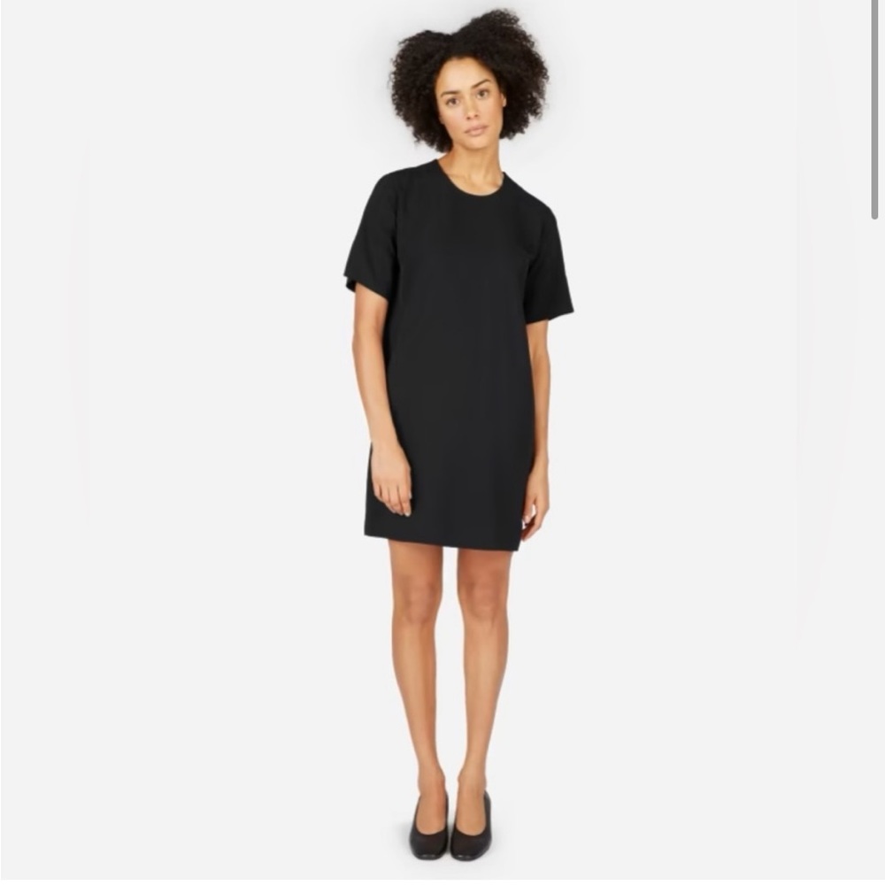 Everlane The Japanese GoWeave Zip Tee Mini Sheath Oversized Dress Black Size 8